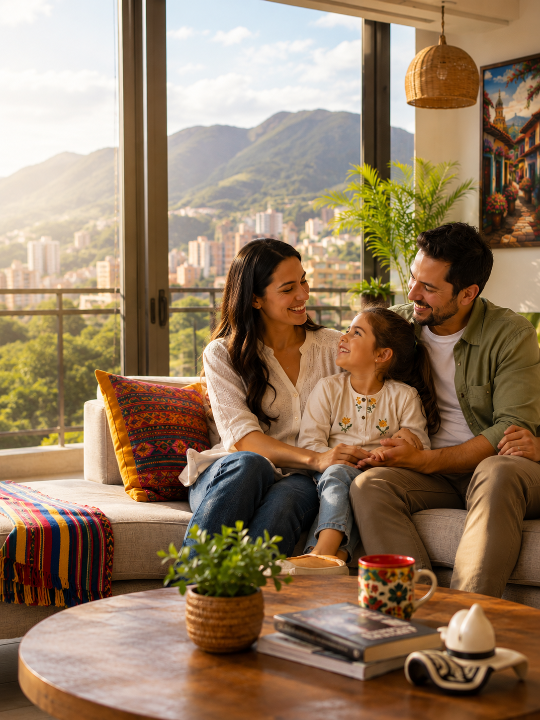 Familia colombiana en su nuevo hogar