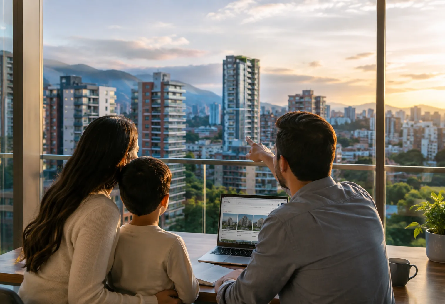 Familia revisando proyectos en Colombia