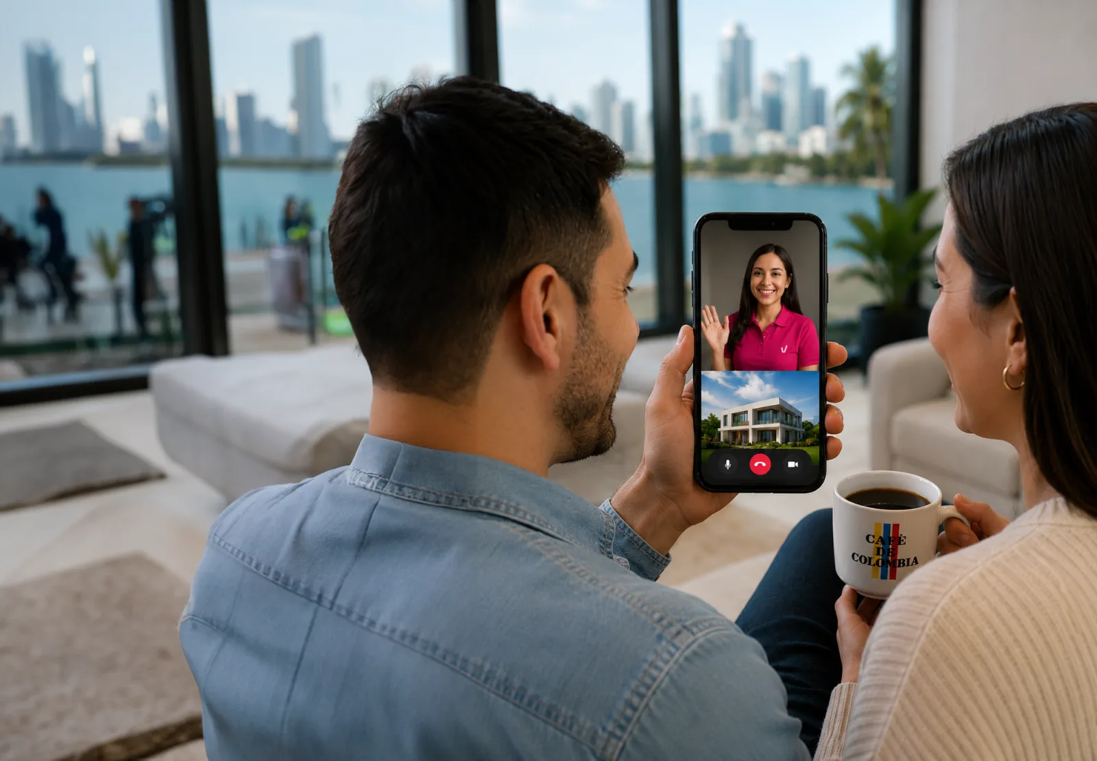 Pareja en videollamada con Viventa